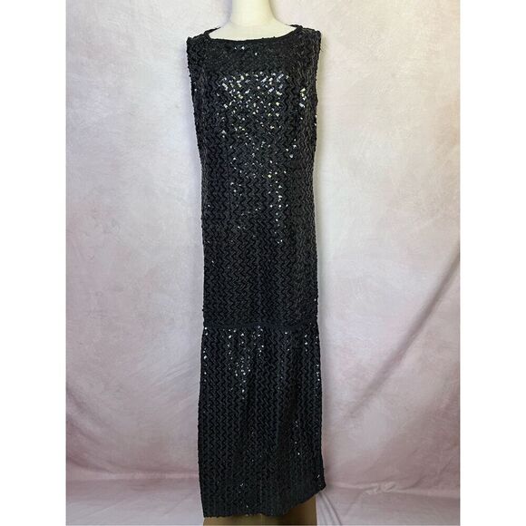 Vintage 1990s Black Sequin Gown - Picture 1 of 8